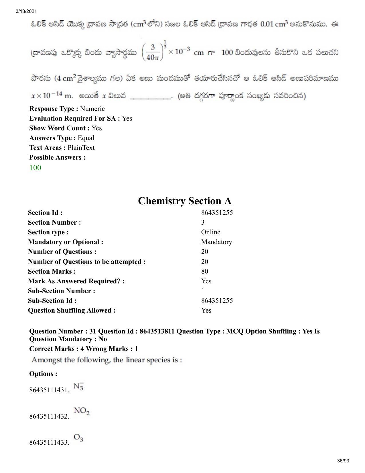 JEE Mains 2021: BTech ETE (Shift 2) 17-03-2021 Question Paper - Page 36