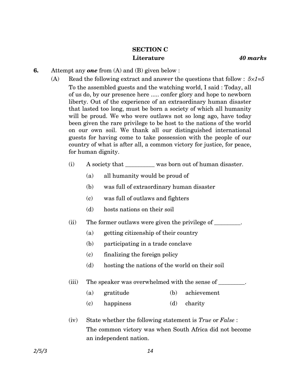 CBSE Class 10 2-5-3_English Language And Literature 2023 Question Paper - Page 14