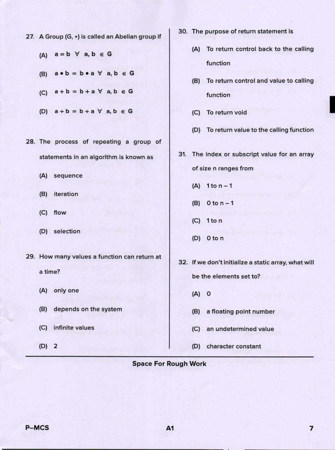 Karnataka PGCET 2020 Mathematics and Computer Science Question Paper - Page 7