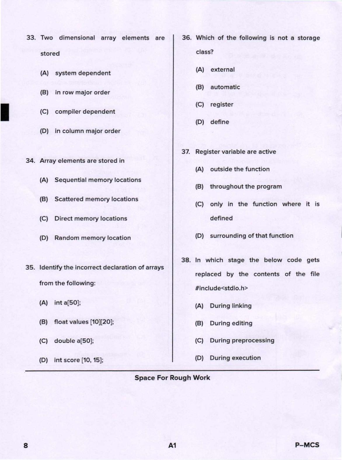 Karnataka PGCET 2020 Mathematics and Computer Science Question Paper - Page 8