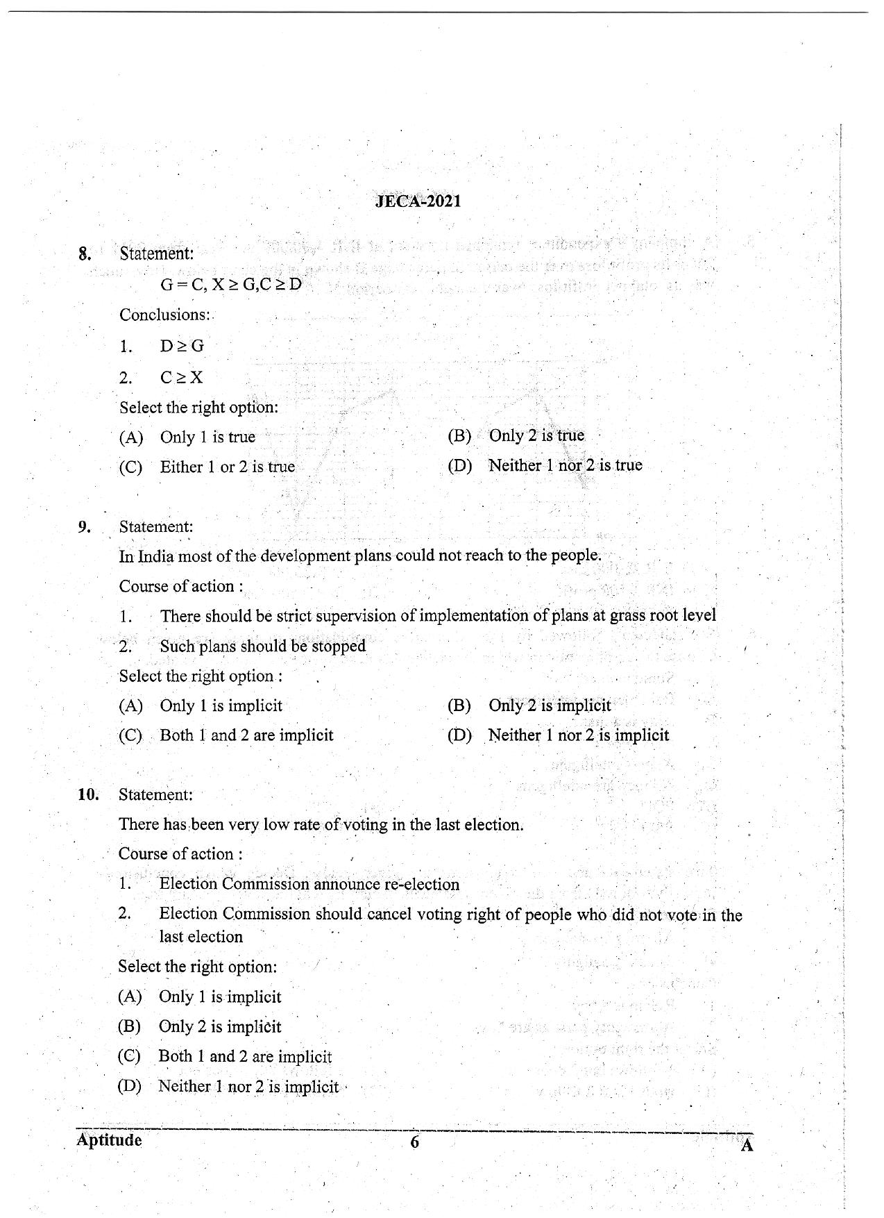 WB JECA 2021 Aptitude Question Paper - Page 6