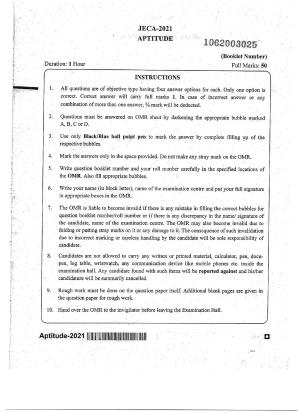 WB JECA 2021 Aptitude Question Paper