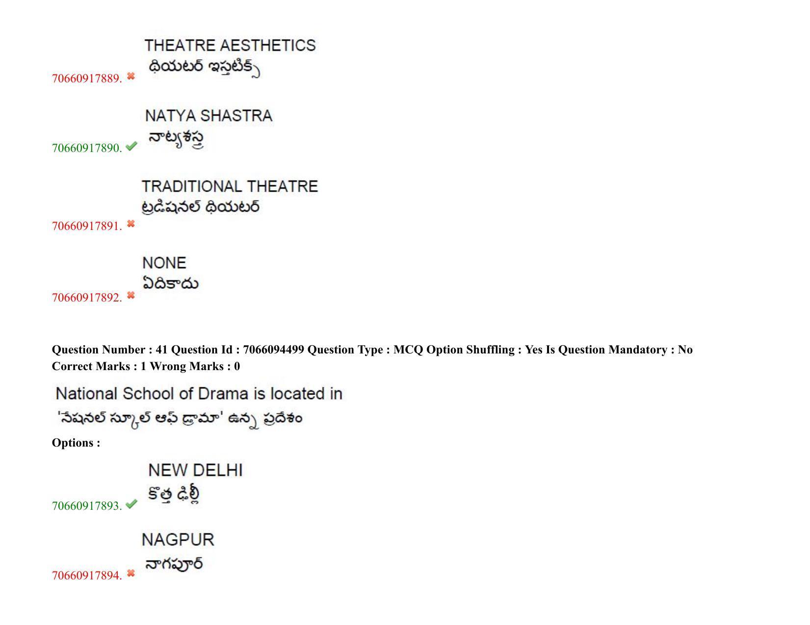 TS CPGET 2020 M.A. Theatre Arts (Shift 1) Question Paper with Answer Key - Page 32