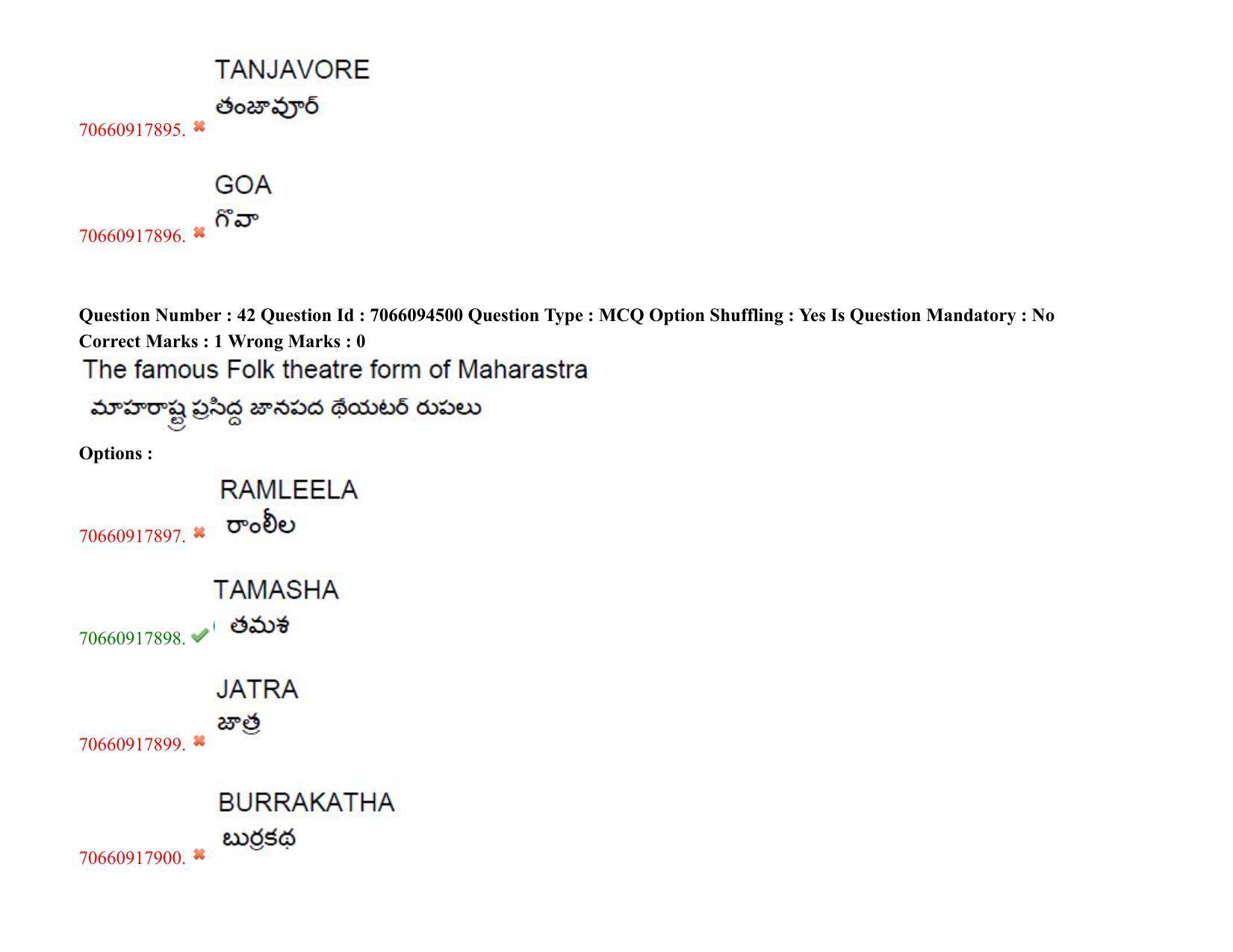TS CPGET 2020 M.A. Theatre Arts (Shift 1) Question Paper with Answer Key - Page 33