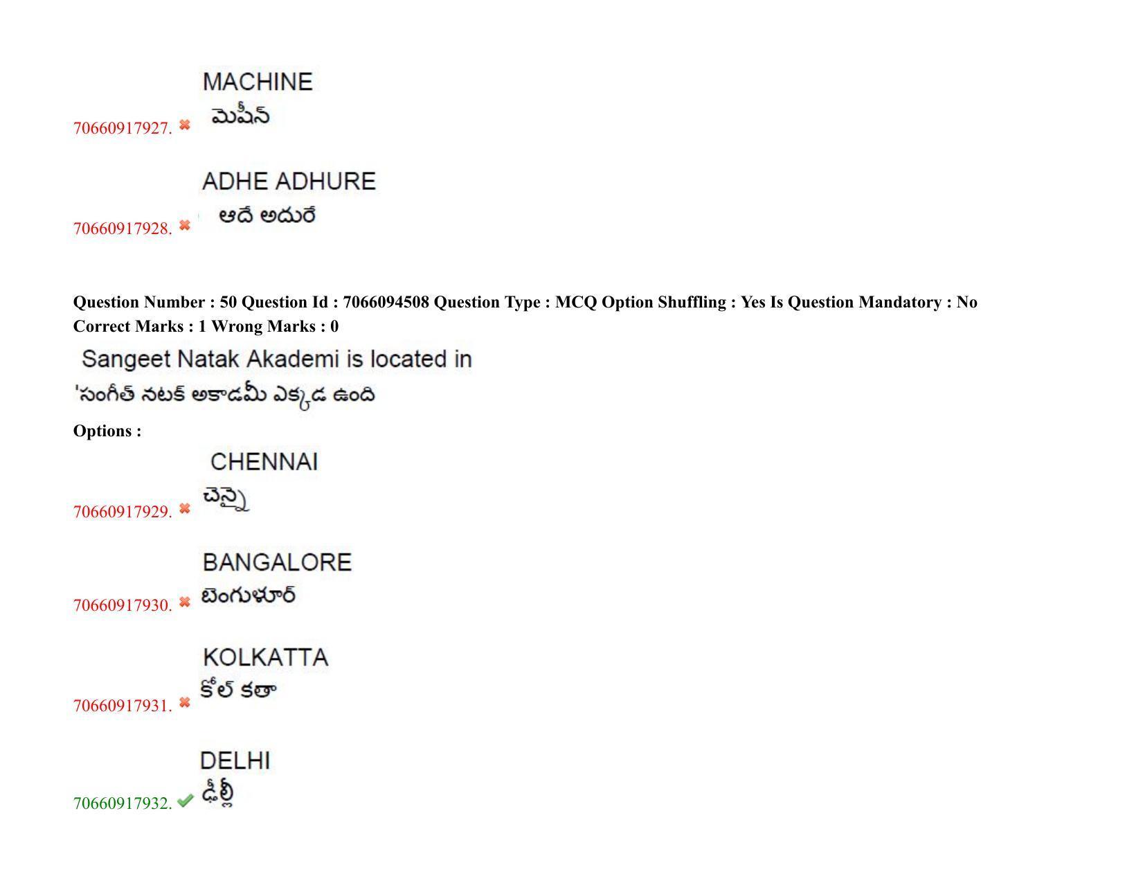 TS CPGET 2020 M.A. Theatre Arts (Shift 1) Question Paper with Answer Key - Page 39
