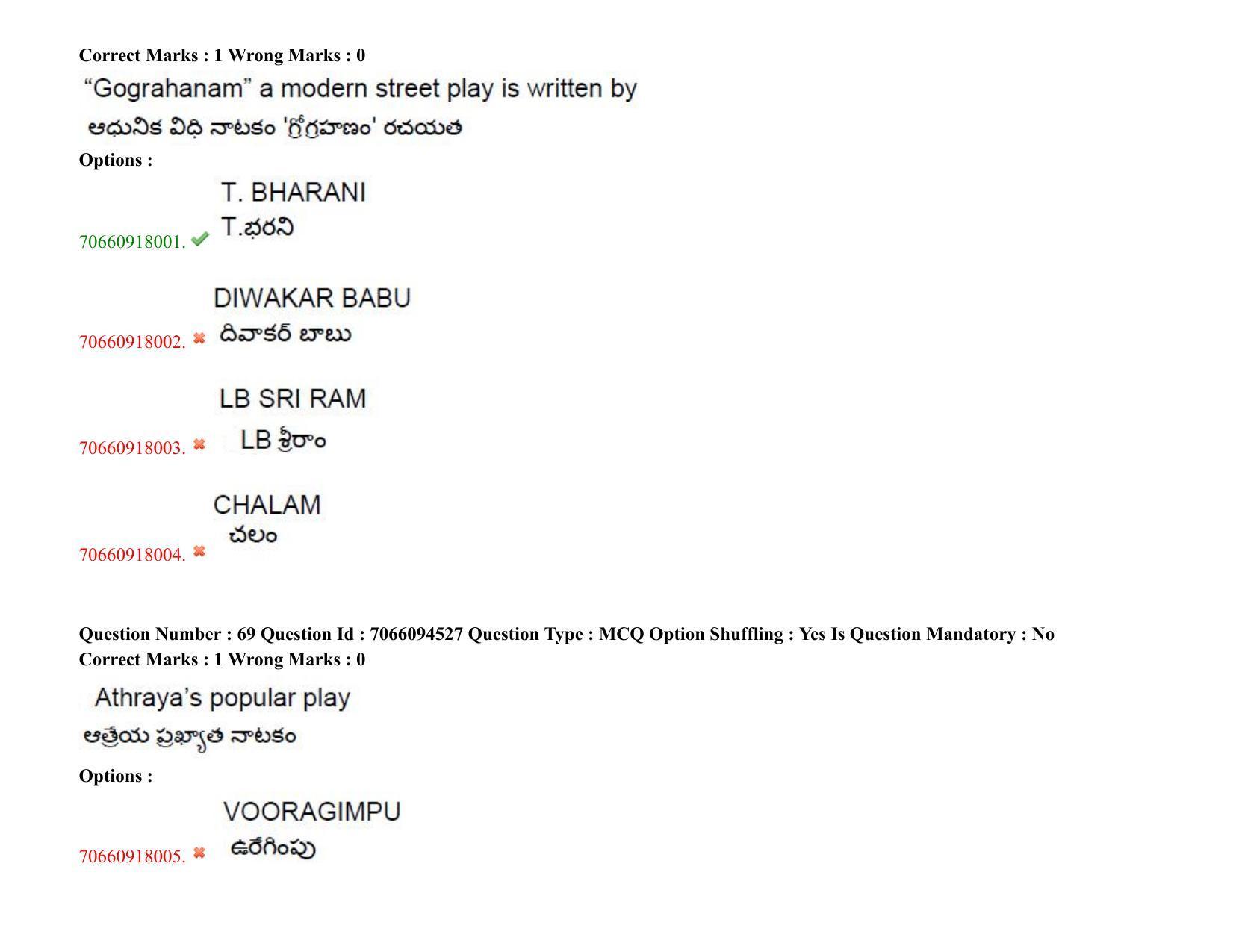 TS CPGET 2020 M.A. Theatre Arts (Shift 1) Question Paper with Answer Key - Page 53