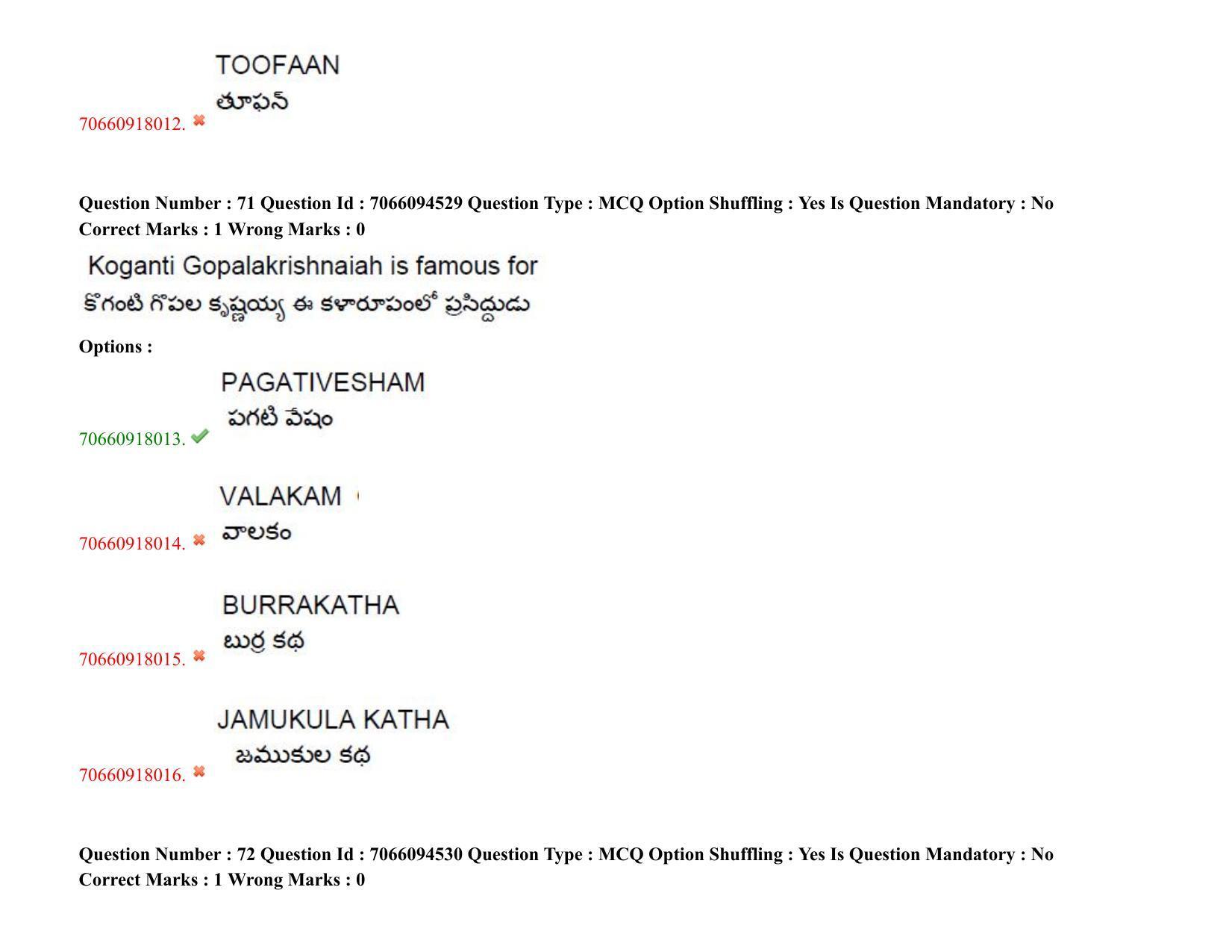 TS CPGET 2020 M.A. Theatre Arts (Shift 1) Question Paper with Answer Key - Page 55