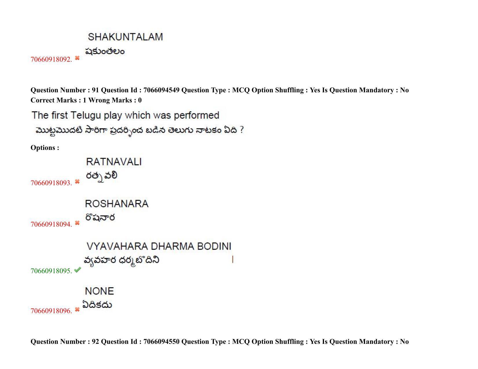 TS CPGET 2020 M.A. Theatre Arts (Shift 1) Question Paper with Answer Key - Page 70