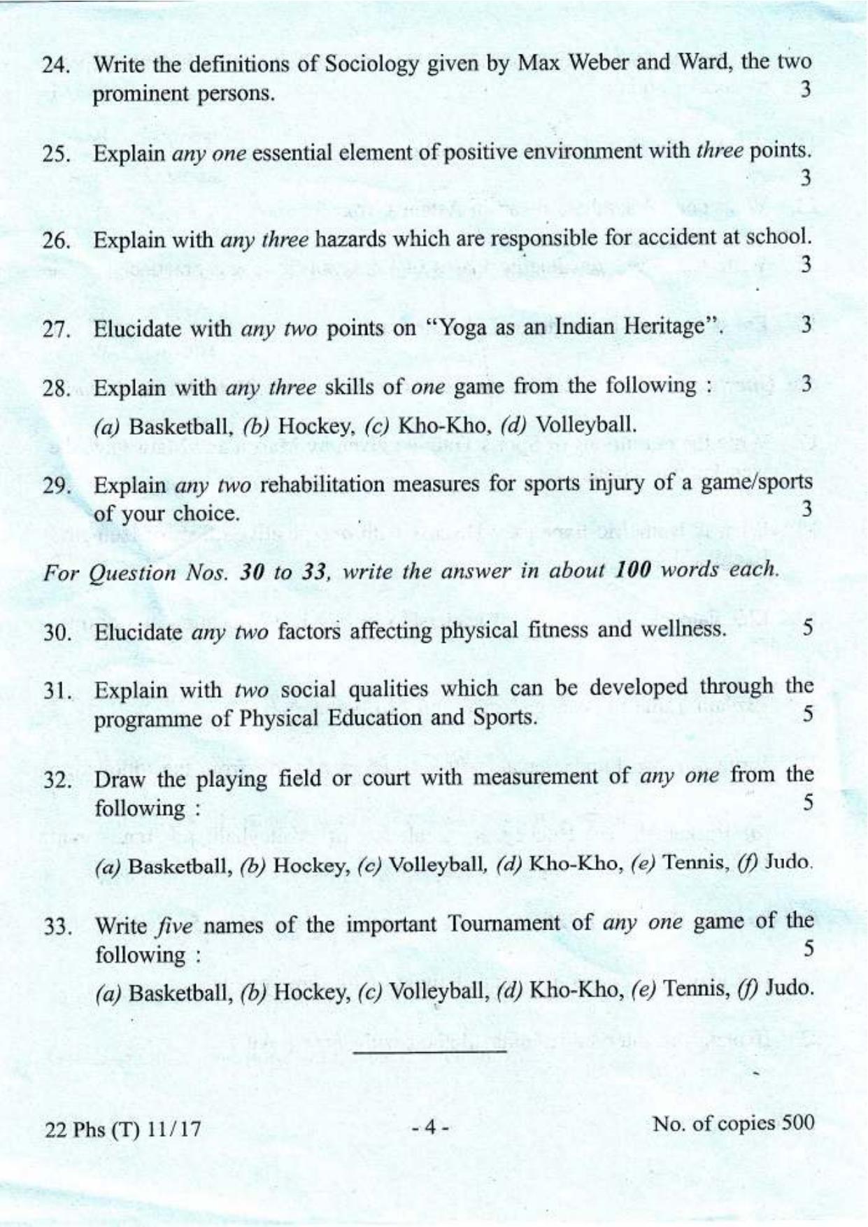 COHSEM Class 12 Physical, Health Education & Sports 2017 Question Papers - Page 4