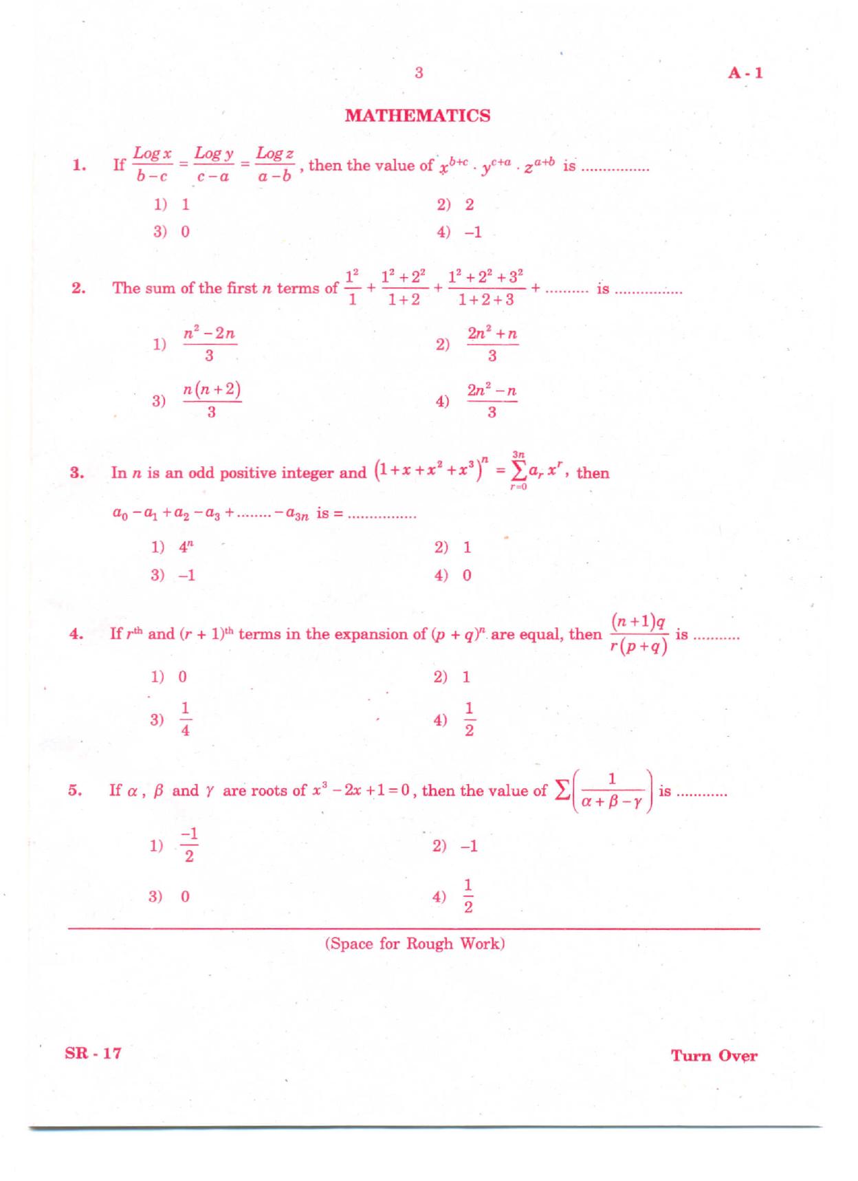 KCET Mathematics 2011 Question Papers - Page 2