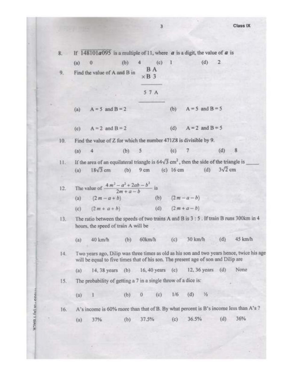 Sainik School Class 9 Question Paper 2020 in English - Page 3