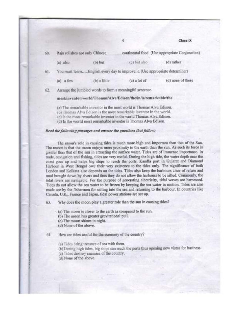 Sainik School Class 9 Question Paper 2020 in English - Page 9