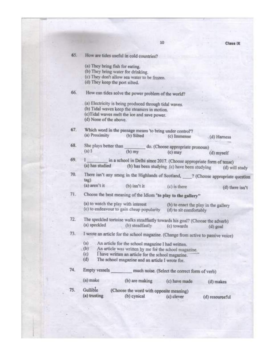 Sainik School Class 9 Question Paper 2020 in English - Page 10