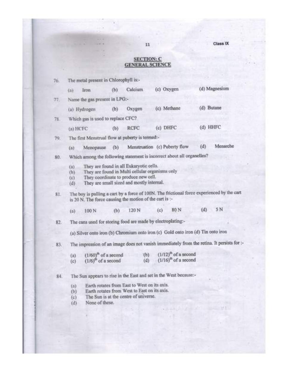 Sainik School Class 9 Question Paper 2020 in English - Page 11