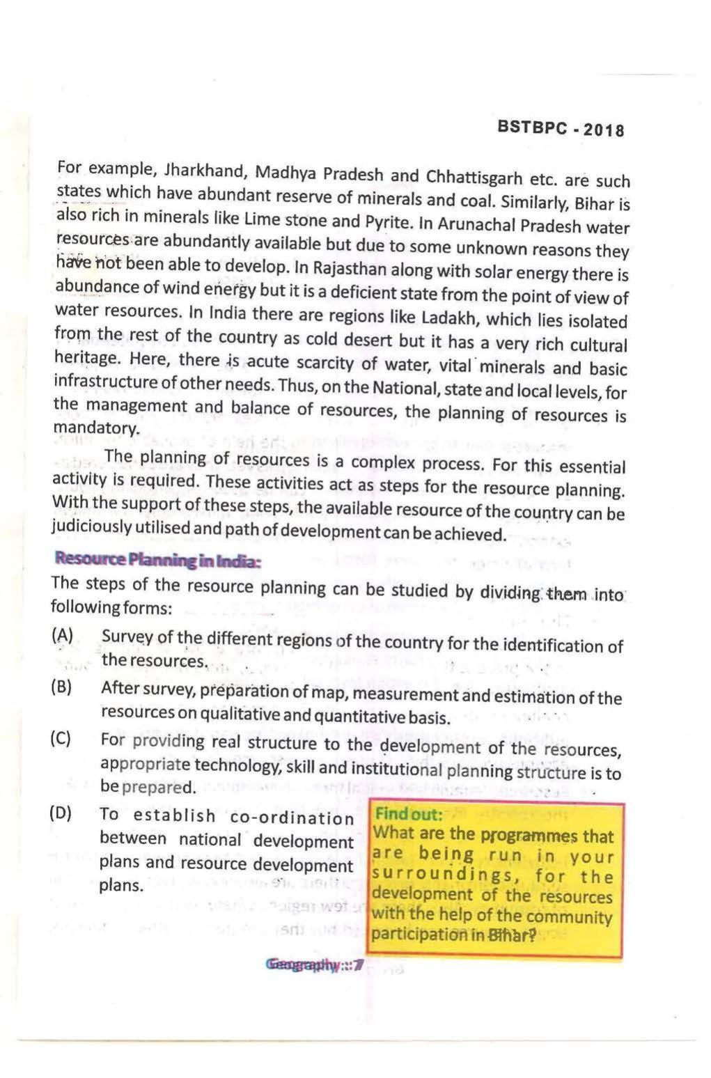 Bihar Board Class 10 Book for Geography: India Resources and Utility: Chapter-1 - Page 7