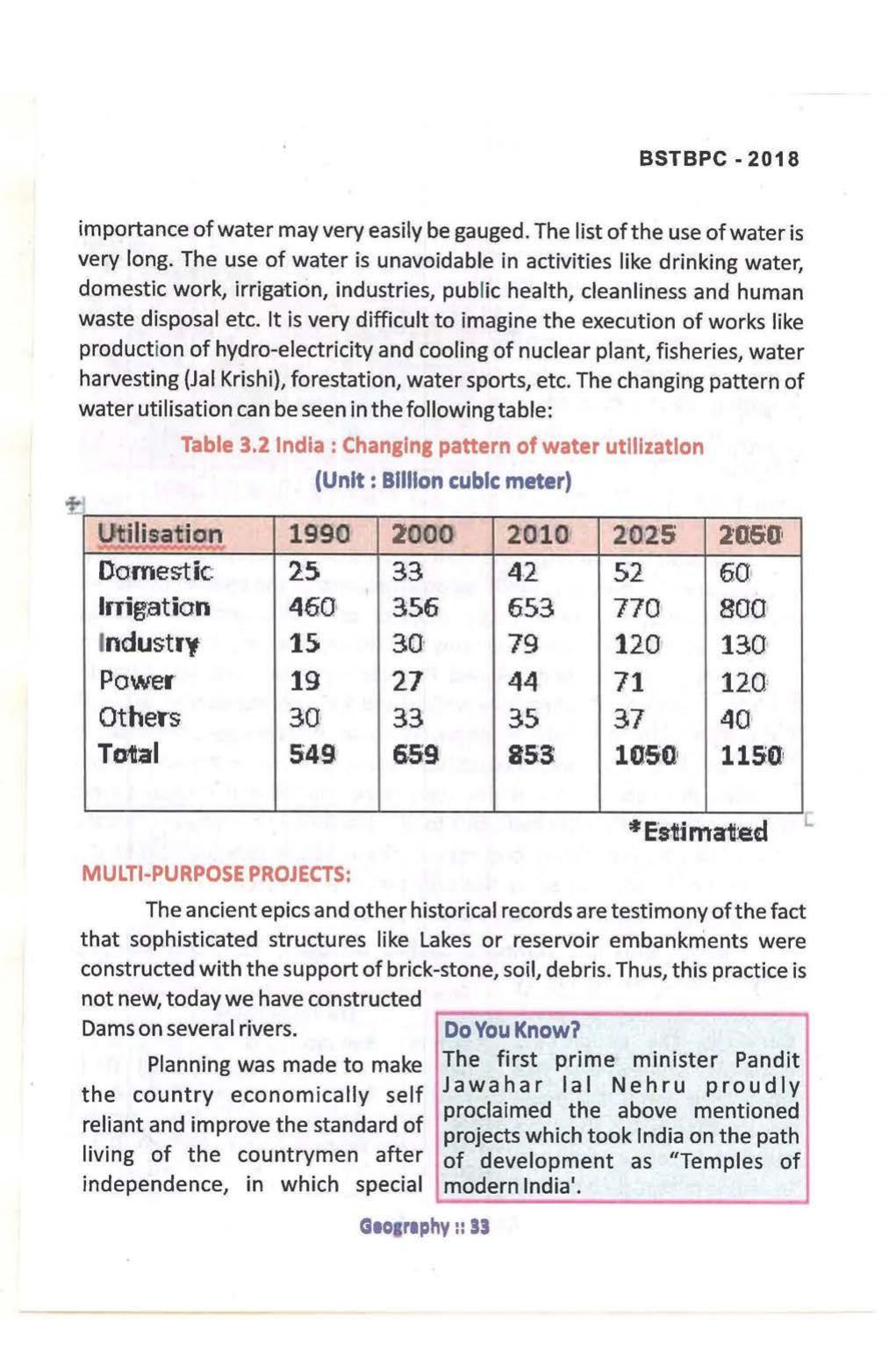 Bihar Board Class 10 Book for Geography: India Resources and Utility: Chapter-1 - Page 33
