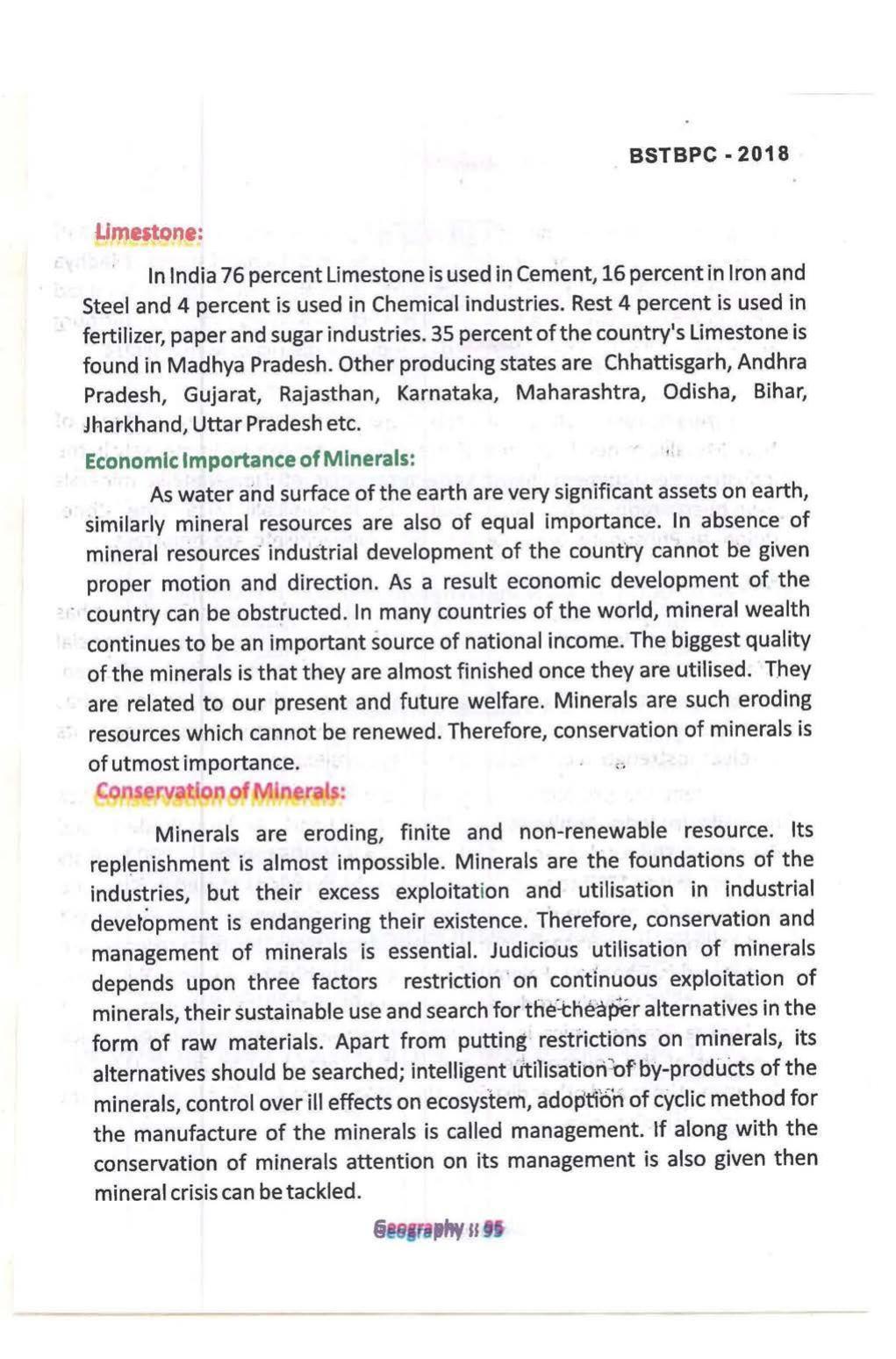 Bihar Board Class 10 Book for Geography: India Resources and Utility: Chapter-1 - Page 95