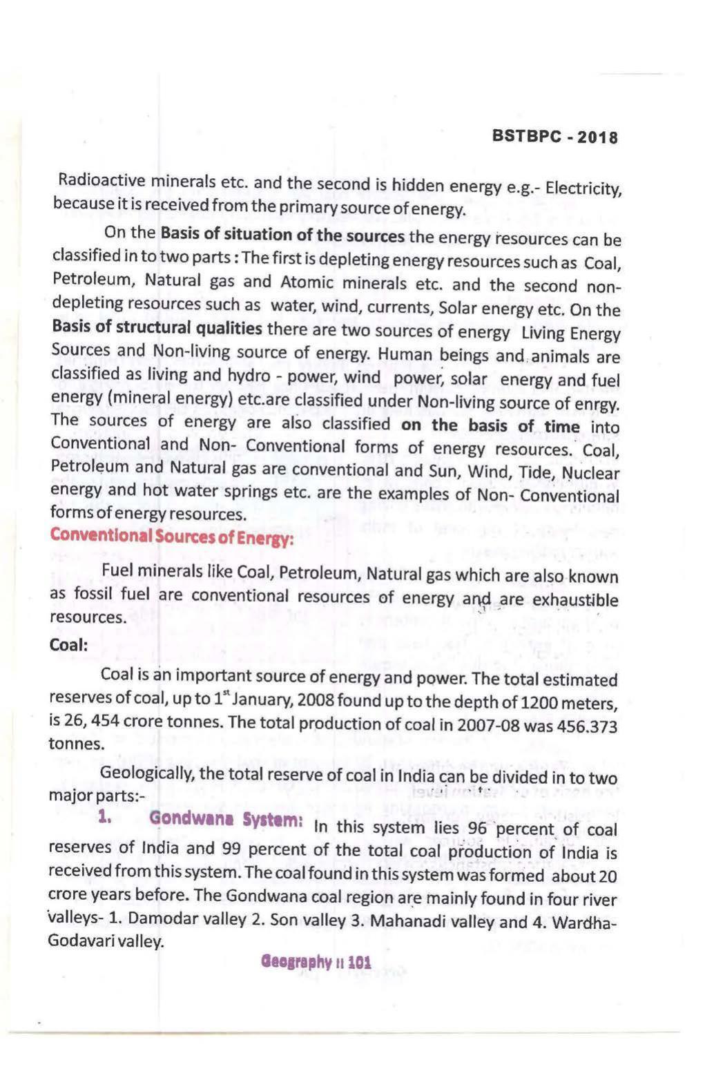 Bihar Board Class 10 Book for Geography: India Resources and Utility: Chapter-1 - Page 101