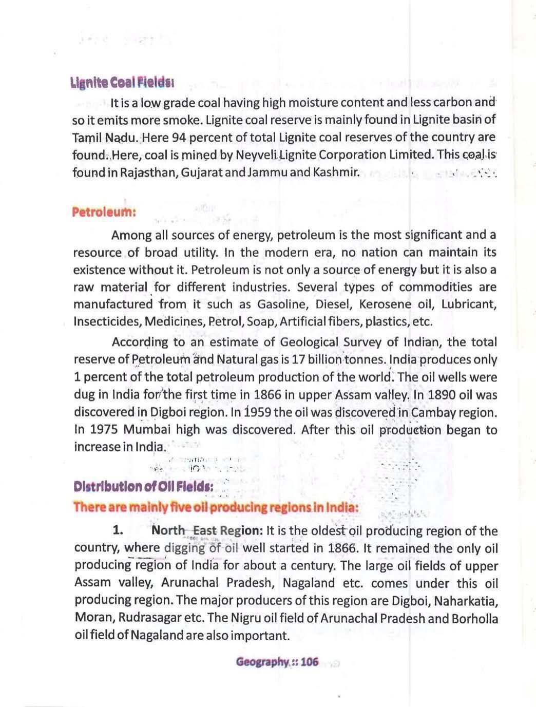 Bihar Board Class 10 Book for Geography: India Resources and Utility: Chapter-1 - Page 106