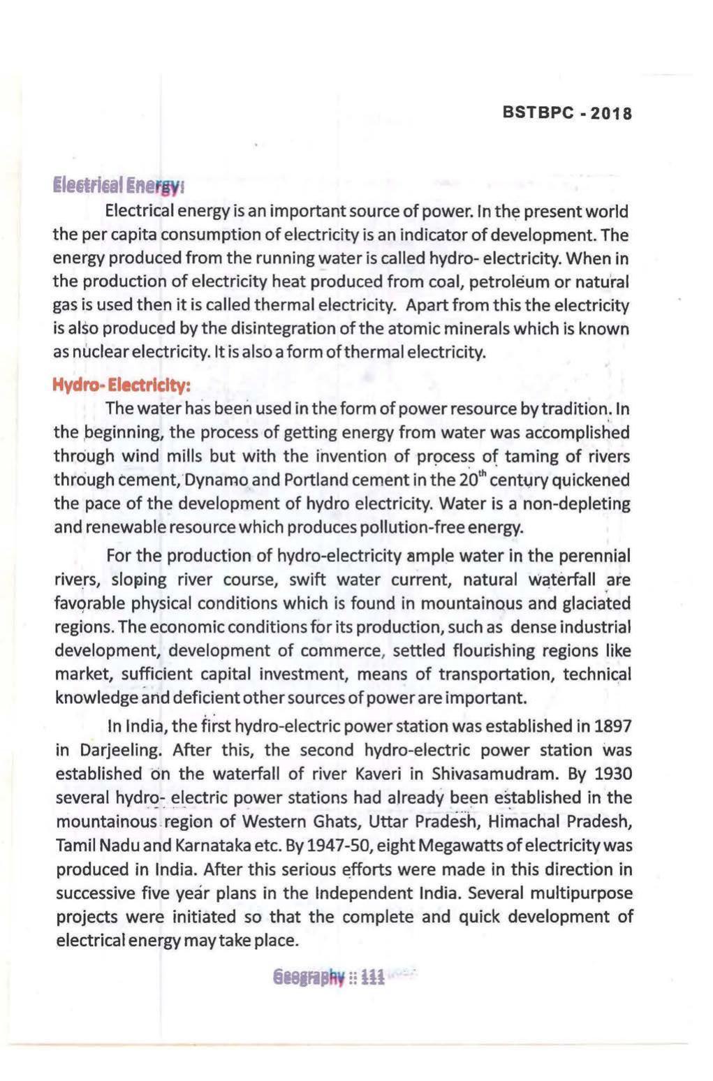 Bihar Board Class 10 Book for Geography: India Resources and Utility: Chapter-1 - Page 111