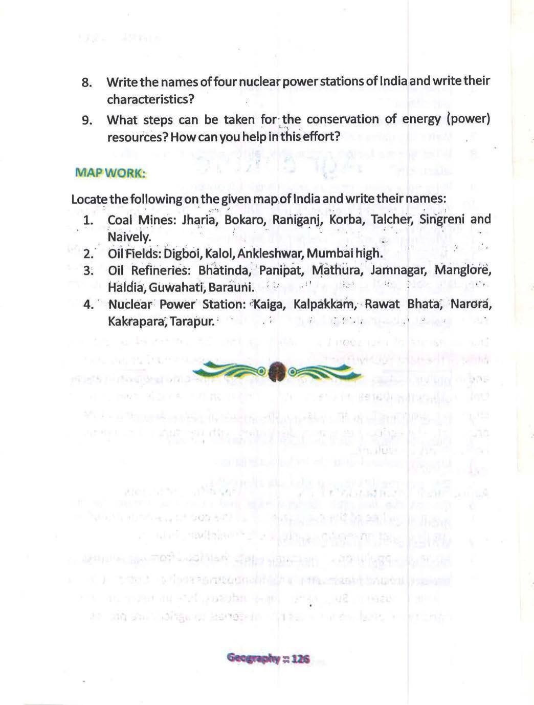 Bihar Board Class 10 Book for Geography: India Resources and Utility: Chapter-1 - Page 126