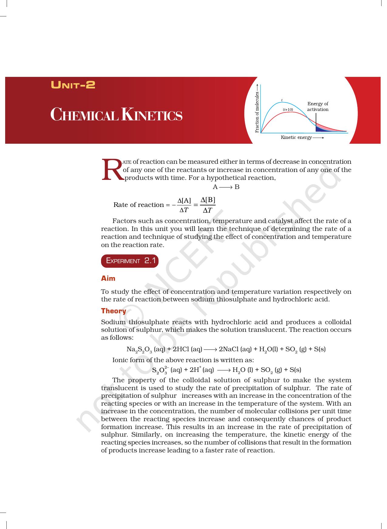 NCERT Laboratory Manuals for Class XII Chemistry - Unit 2 (Chemical Kinetics) - Page 1