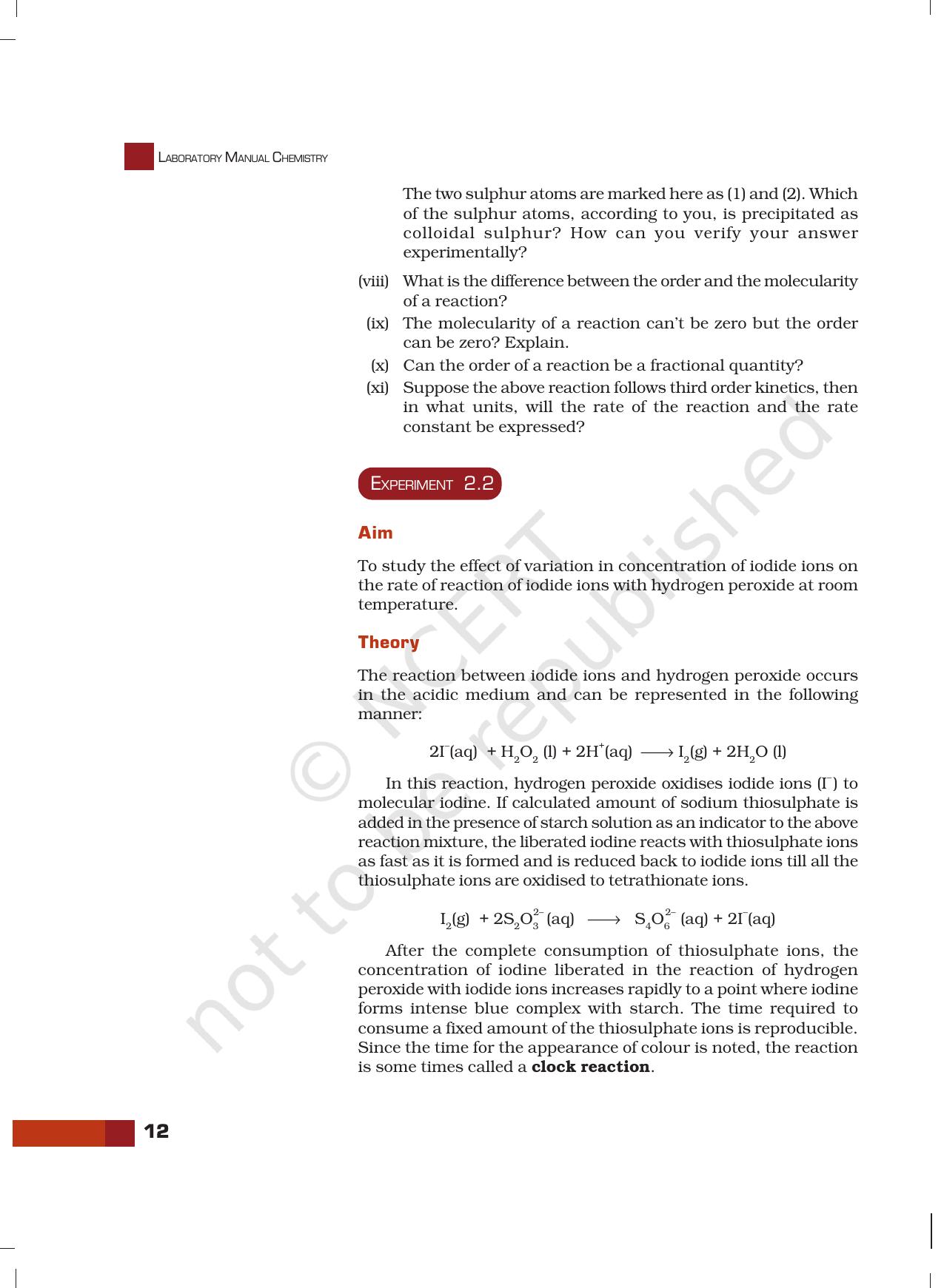 NCERT Laboratory Manuals for Class XII Chemistry - Unit 2 (Chemical Kinetics) - Page 5