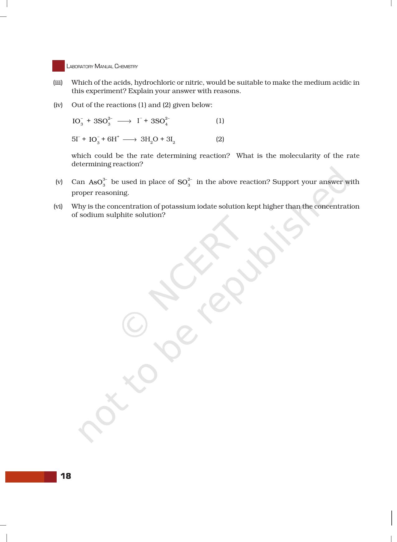 NCERT Laboratory Manuals for Class XII Chemistry - Unit 2 (Chemical Kinetics) - Page 11