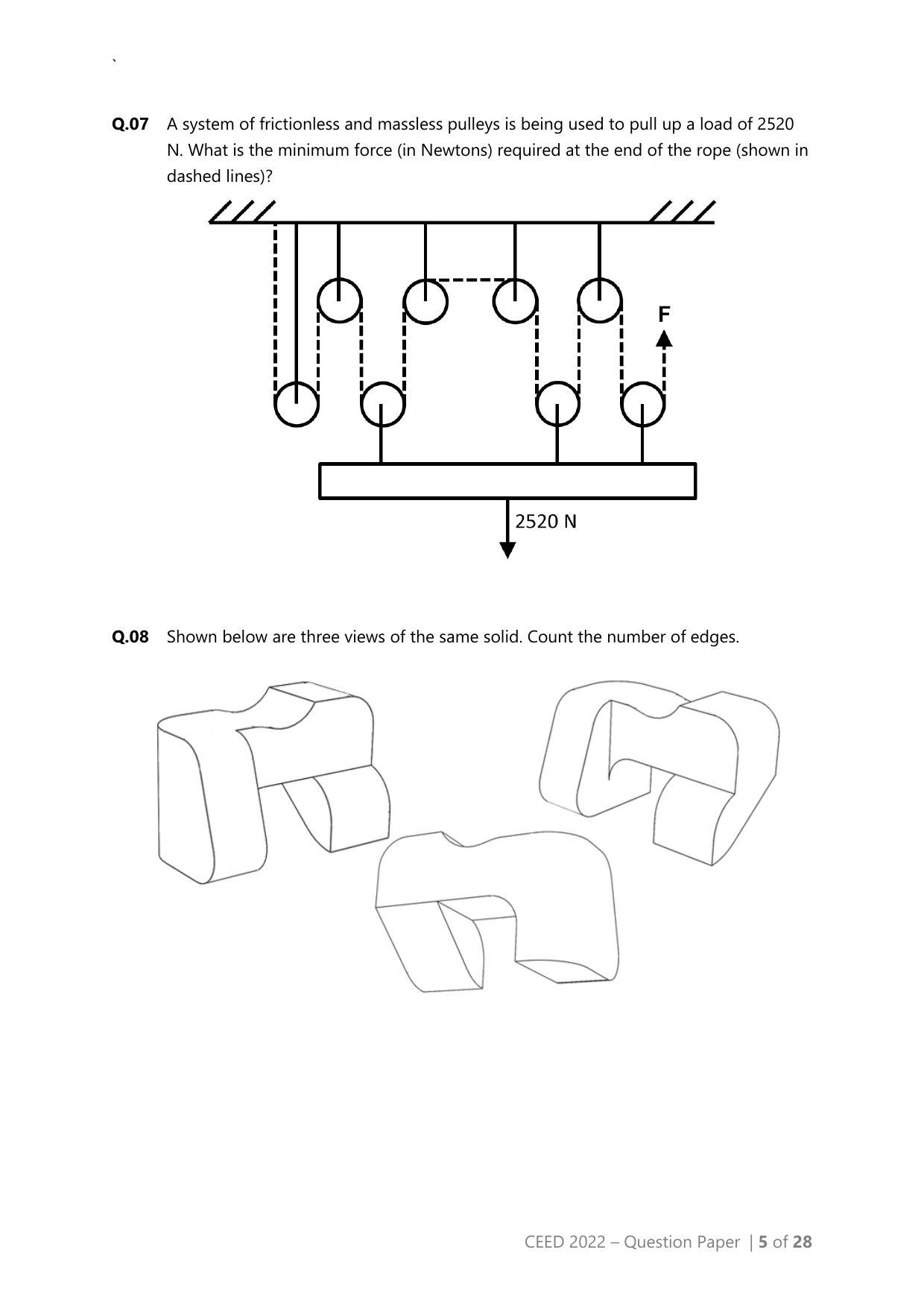 CEED 2022 Question Paper - Page 5