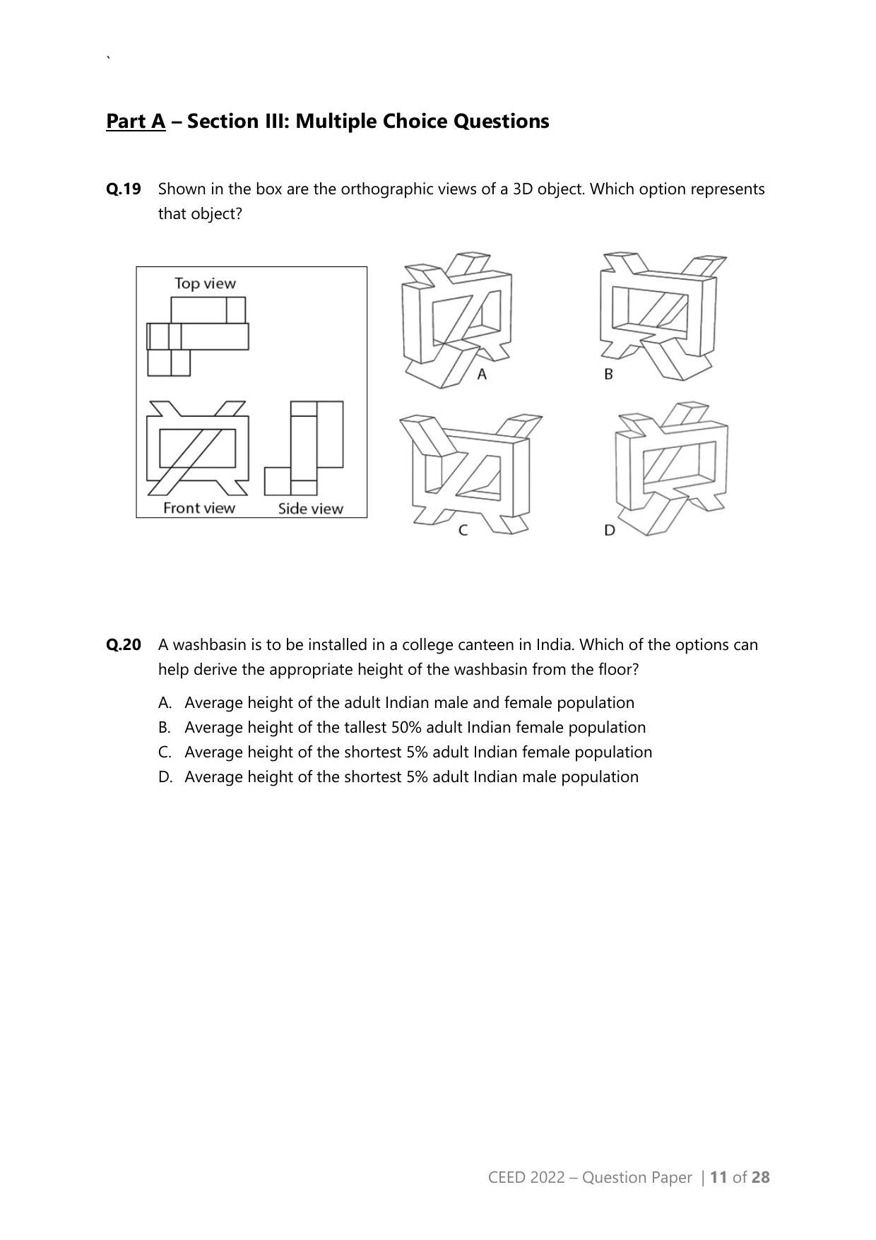 CEED 2022 Question Paper - Page 11