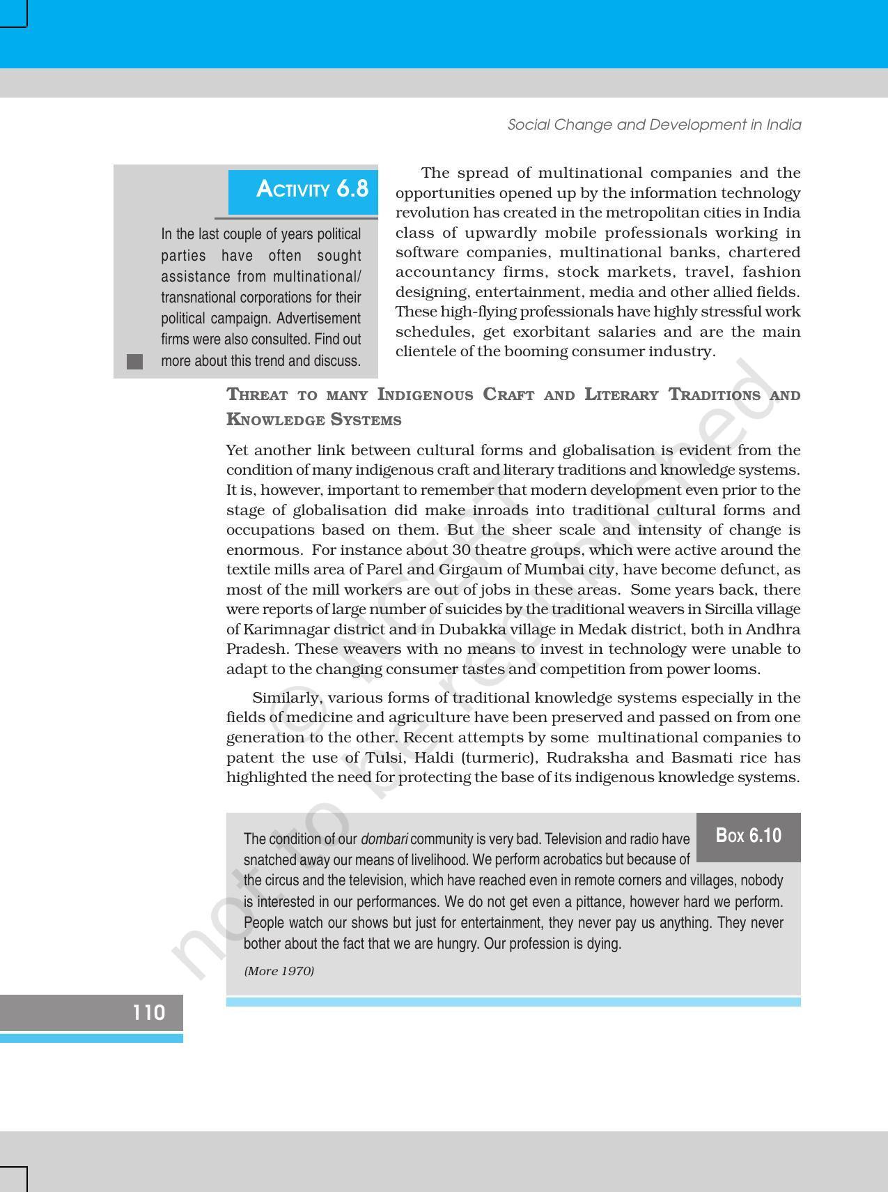 NCERT Book for Class 12 Sociology (Social Change and Development in India) Chapter 6 Globalisation and Social Change - Page 20