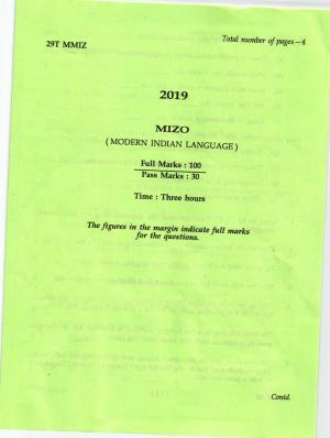 AHSEC Class 12 Mizo 2019 Question Papers 