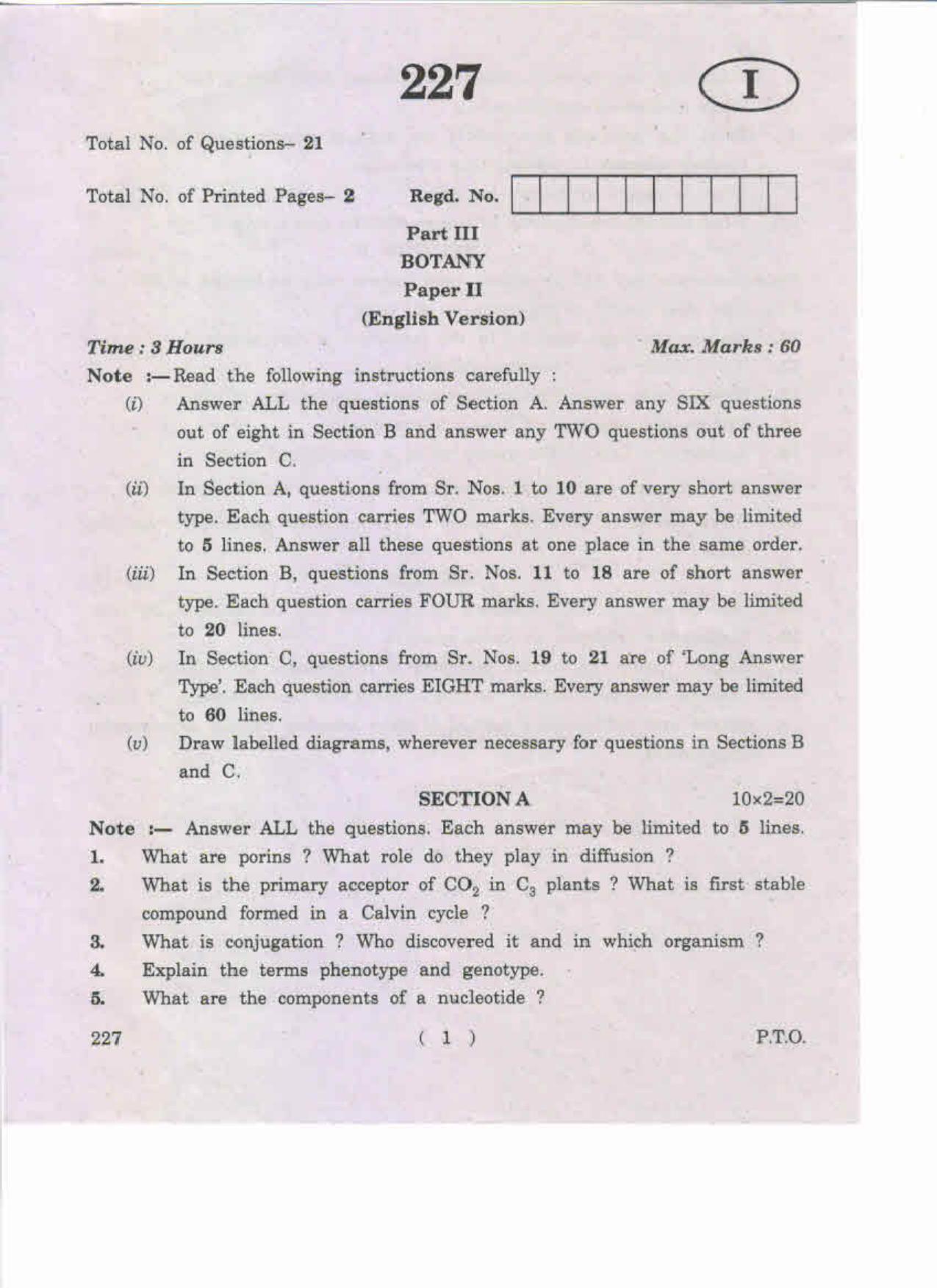 AP Inter 2nd Year Botany-II (EM) May-2019-General Question Paper - Page 1