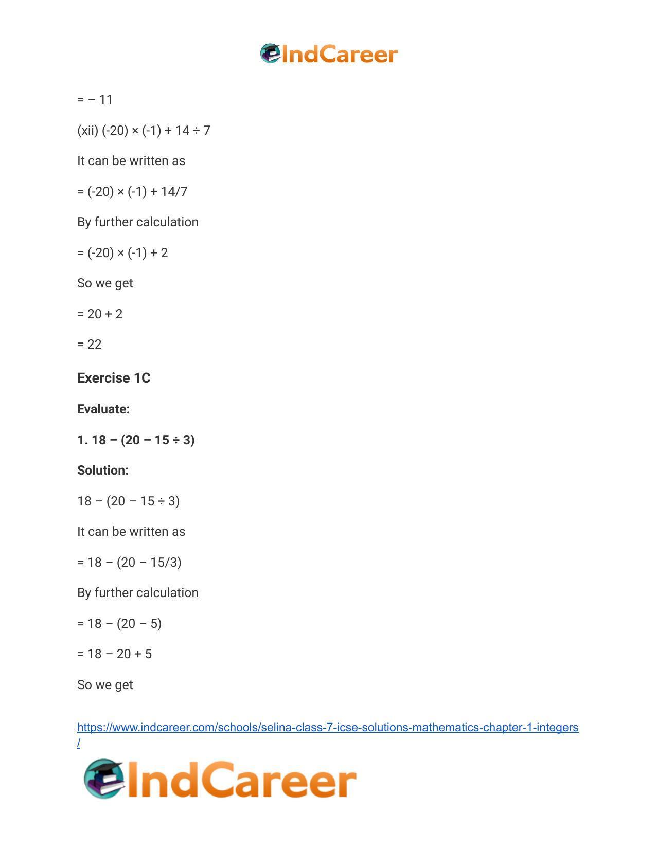 Selina Class 7 ICSE Solutions Mathematics : Chapter 1- Integers - Page 57