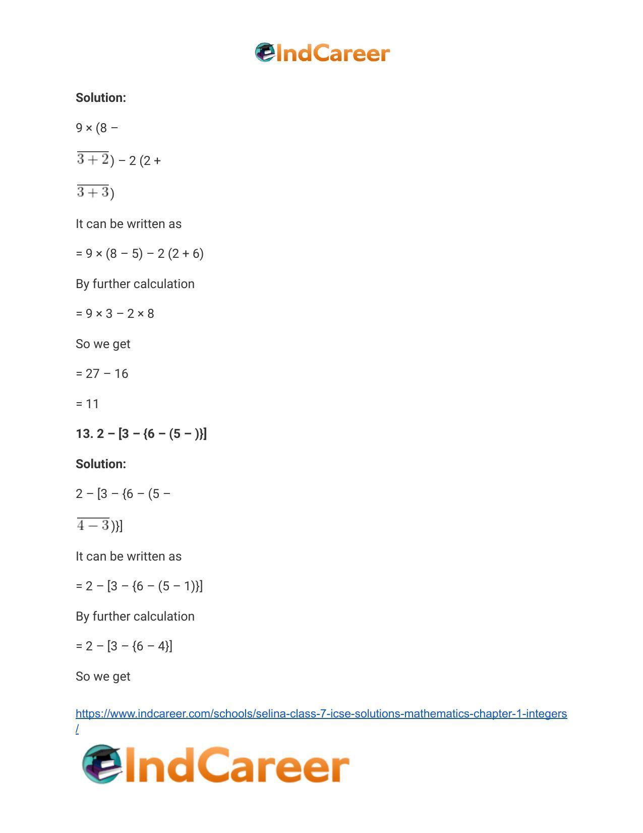 Selina Class 7 ICSE Solutions Mathematics : Chapter 1- Integers - Page 64