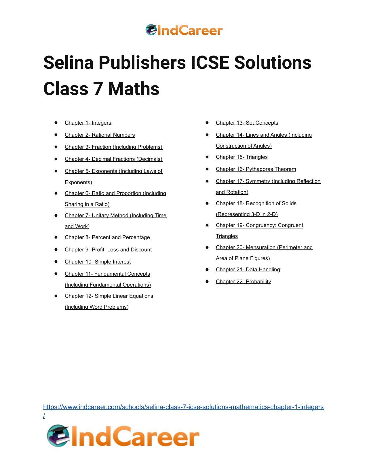 Selina Class 7 ICSE Solutions Mathematics : Chapter 1- Integers - Page 76