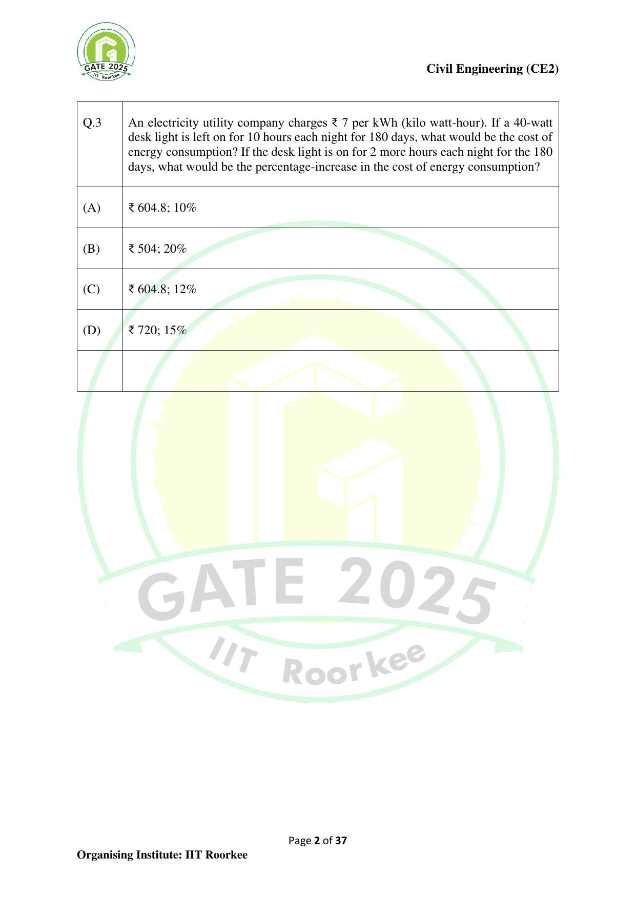 GATE 2025 Civil Engineering (CE-2) (Afternoon) Question Paper - Page 2