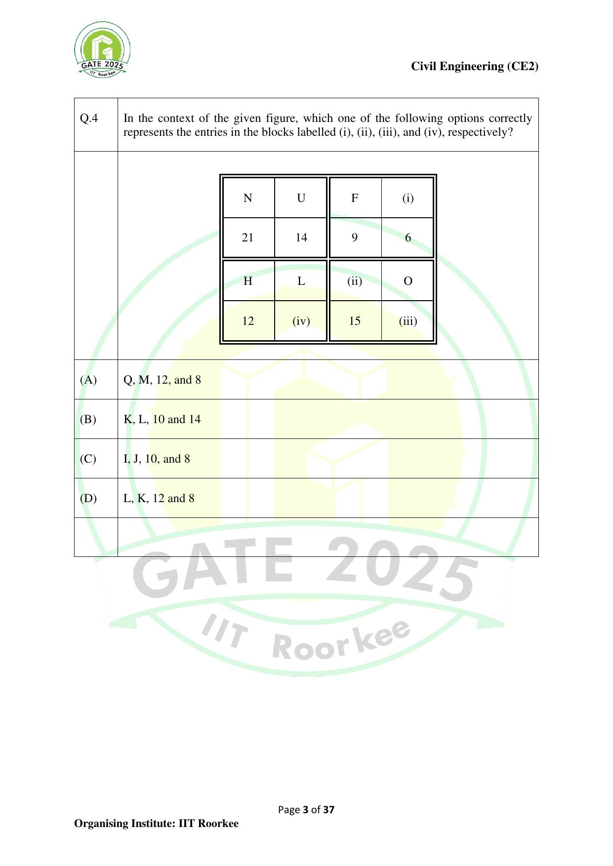 GATE 2025 Civil Engineering (CE-2) (Afternoon) Question Paper - Page 3