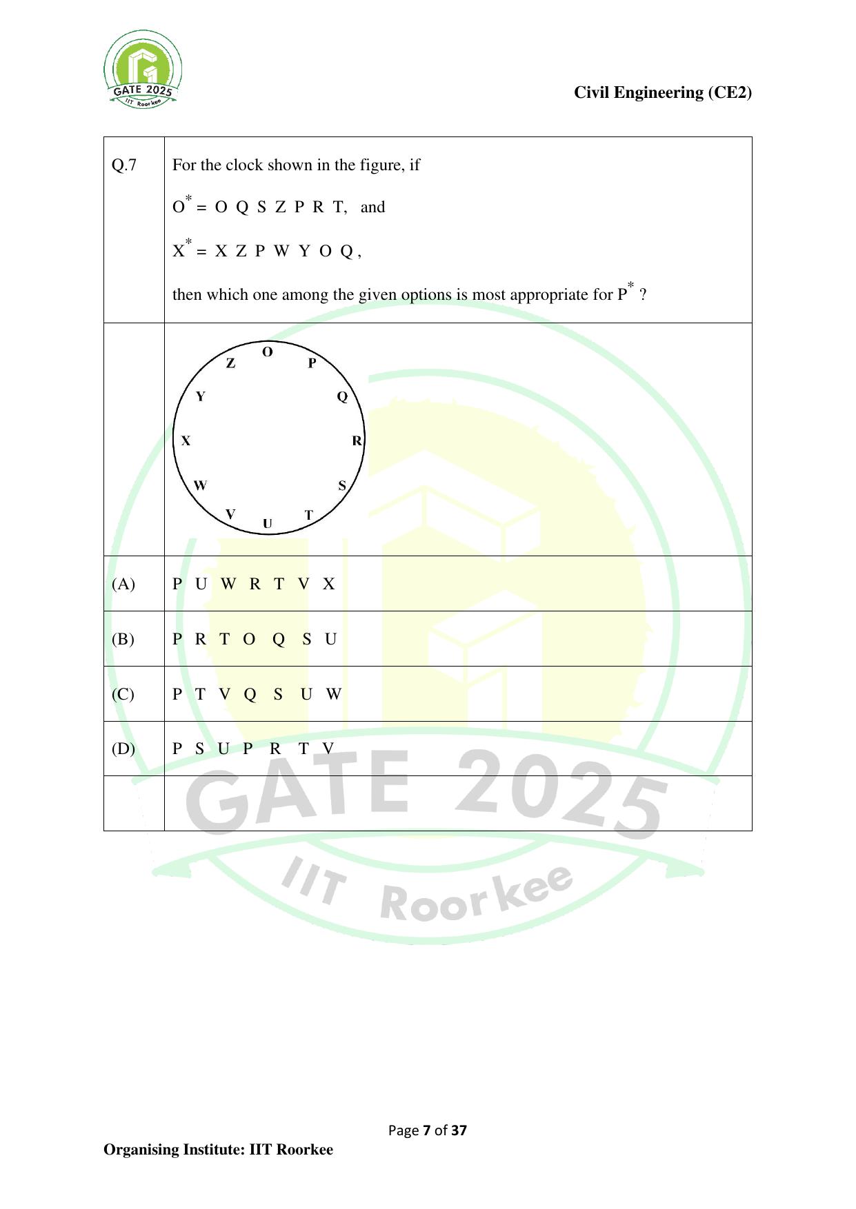 GATE 2025 Civil Engineering (CE-2) (Afternoon) Question Paper - Page 7