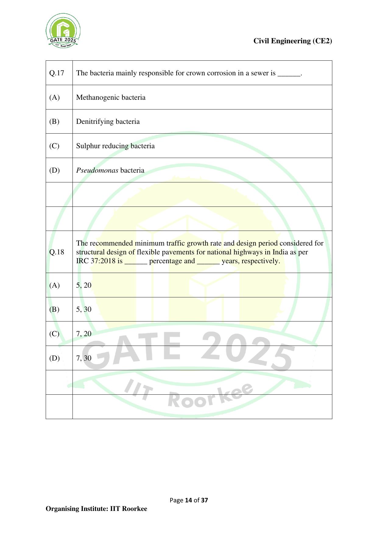 GATE 2025 Civil Engineering (CE-2) (Afternoon) Question Paper - Page 14