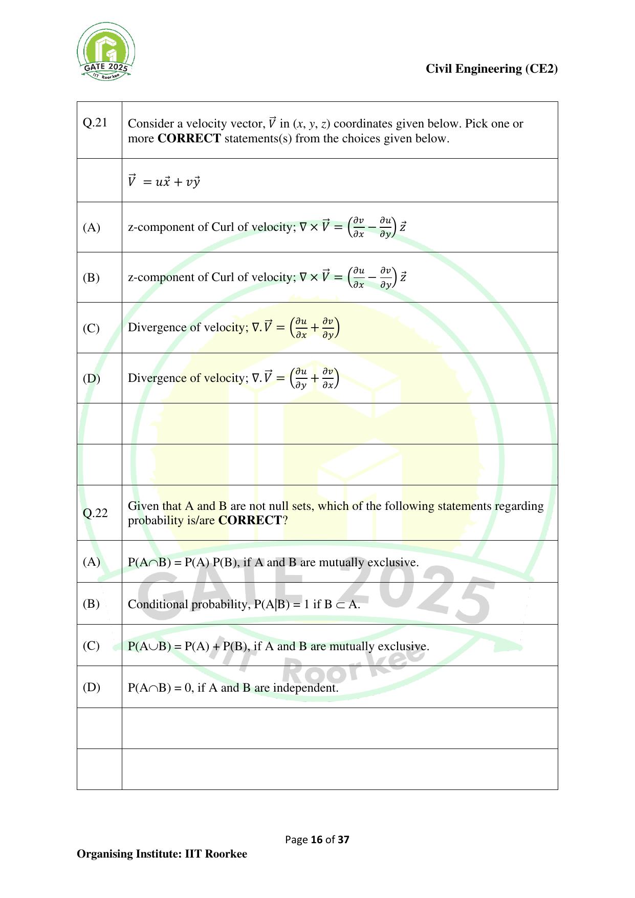 GATE 2025 Civil Engineering (CE-2) (Afternoon) Question Paper - Page 16