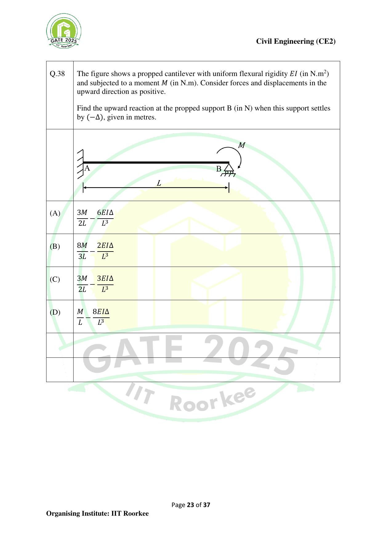 GATE 2025 Civil Engineering (CE-2) (Afternoon) Question Paper - Page 23