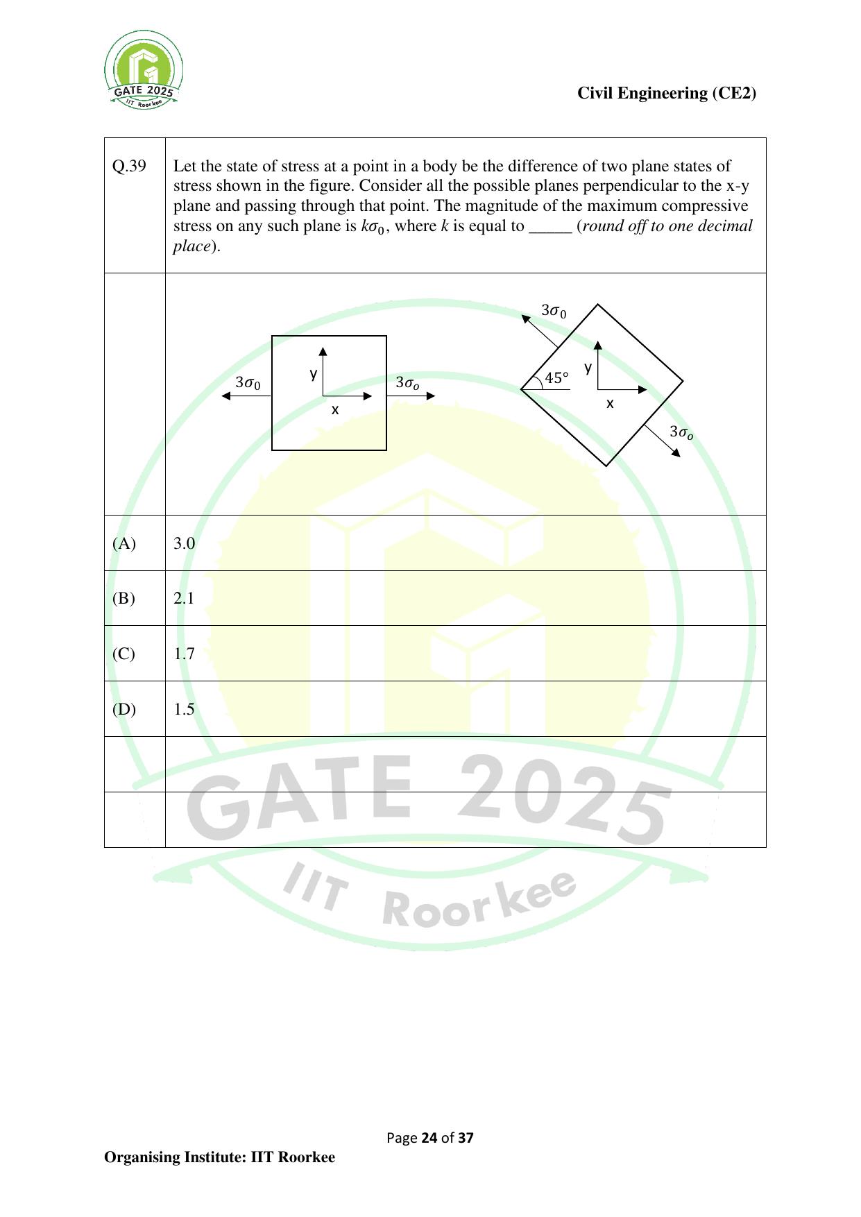 GATE 2025 Civil Engineering (CE-2) (Afternoon) Question Paper - Page 24