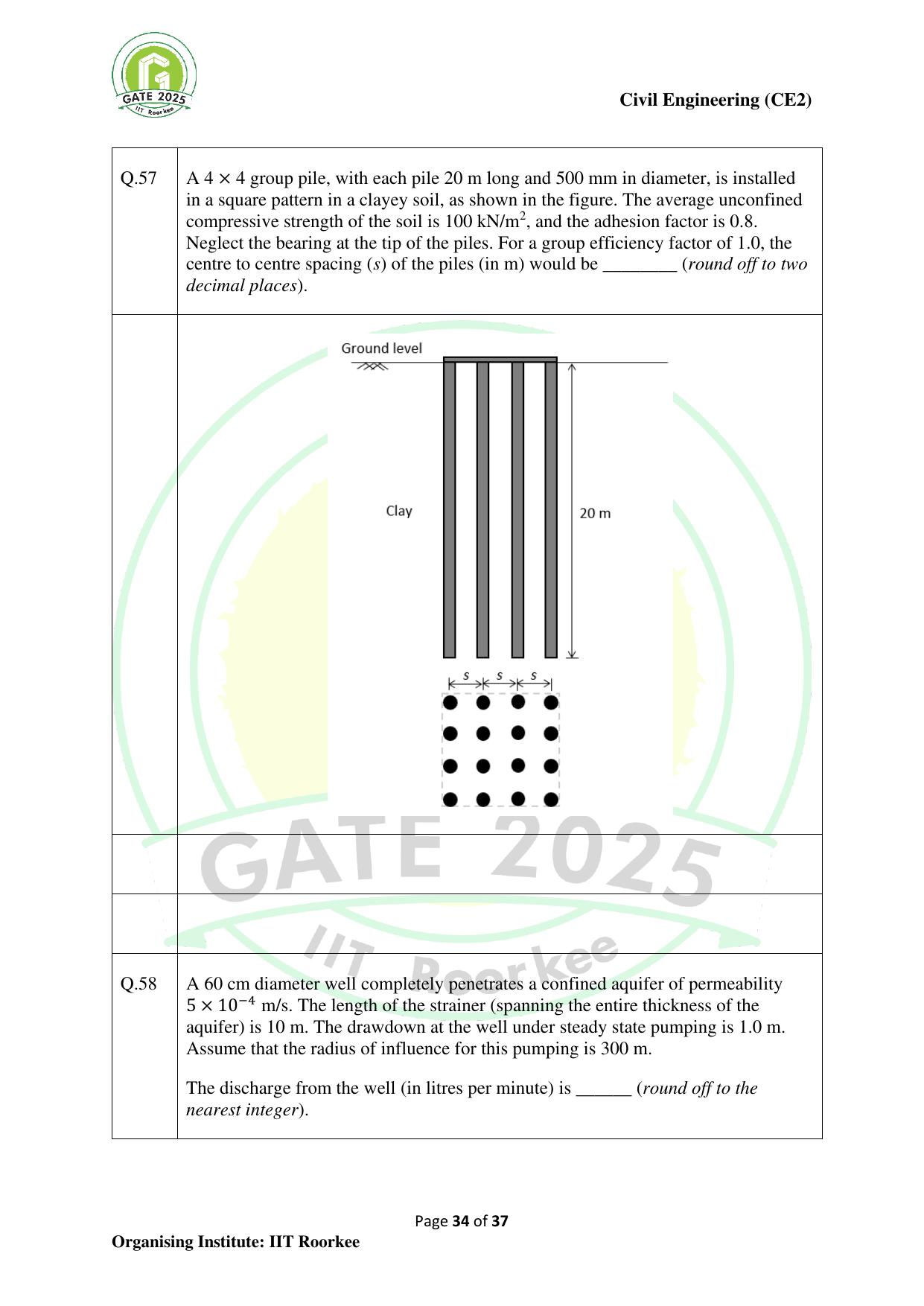 GATE 2025 Civil Engineering (CE-2) (Afternoon) Question Paper - Page 34