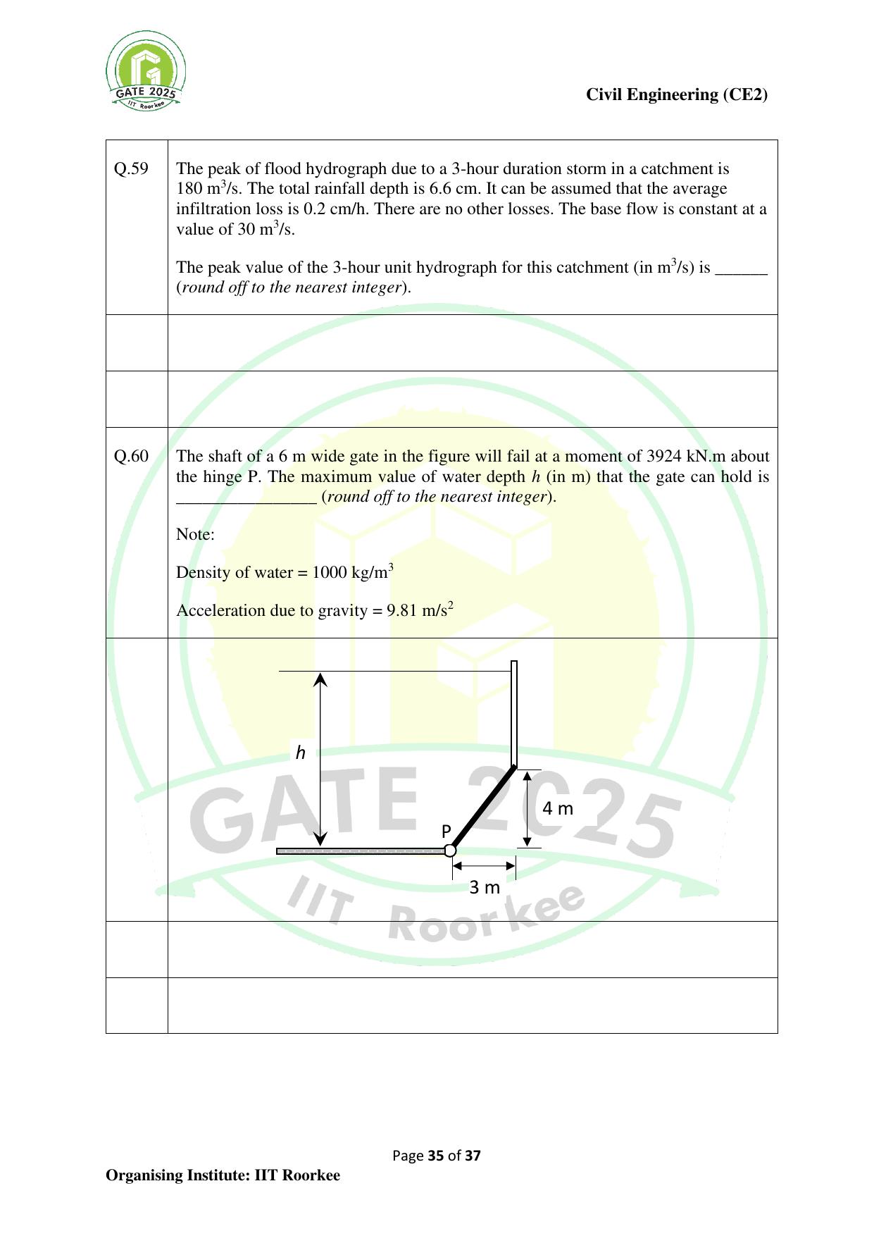 GATE 2025 Civil Engineering (CE-2) (Afternoon) Question Paper - Page 35
