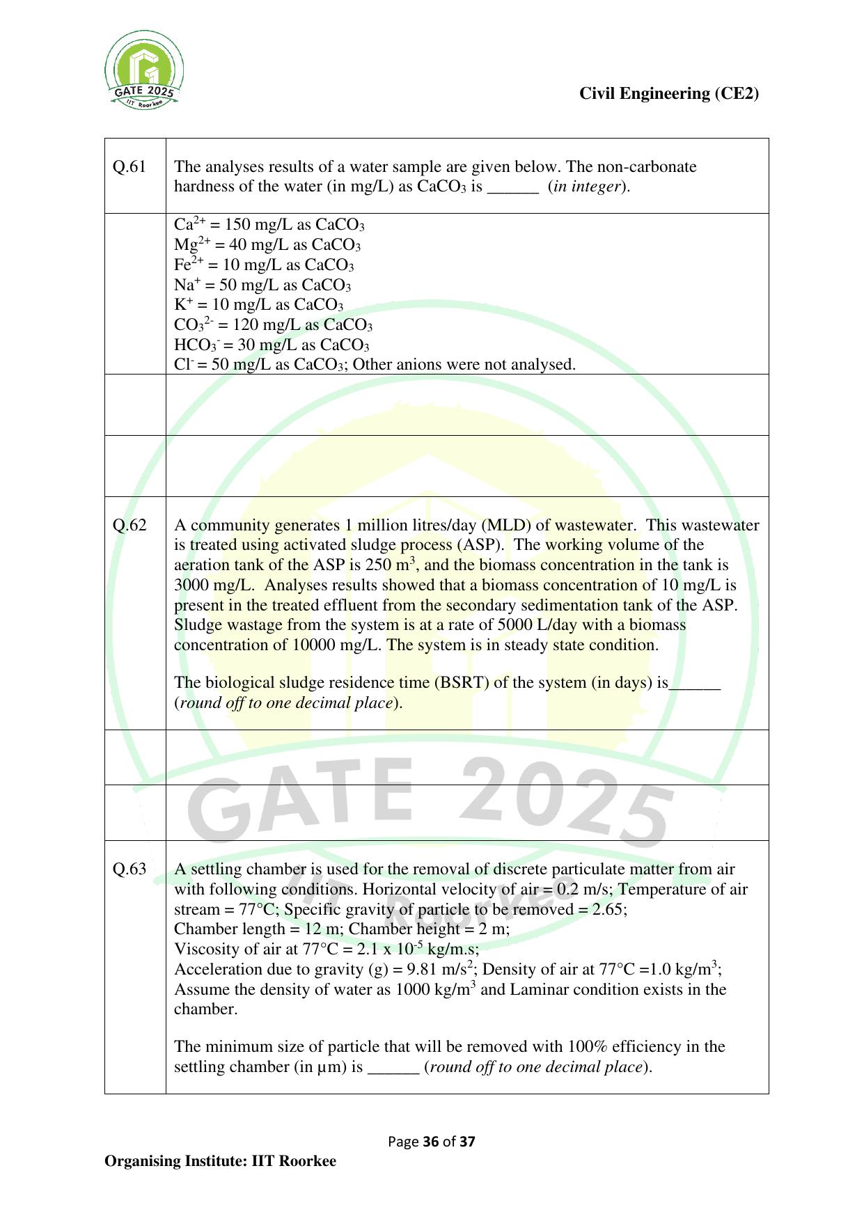 GATE 2025 Civil Engineering (CE-2) (Afternoon) Question Paper - Page 36