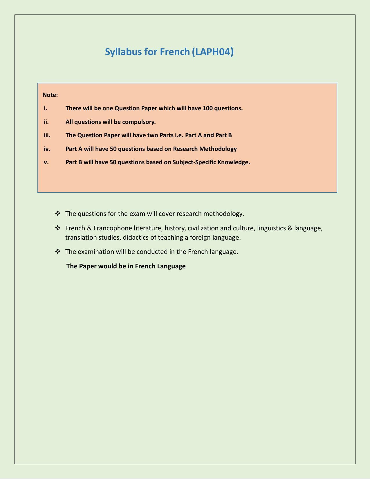 NTA PhD Entrance Exam French Syllabus - Page 1