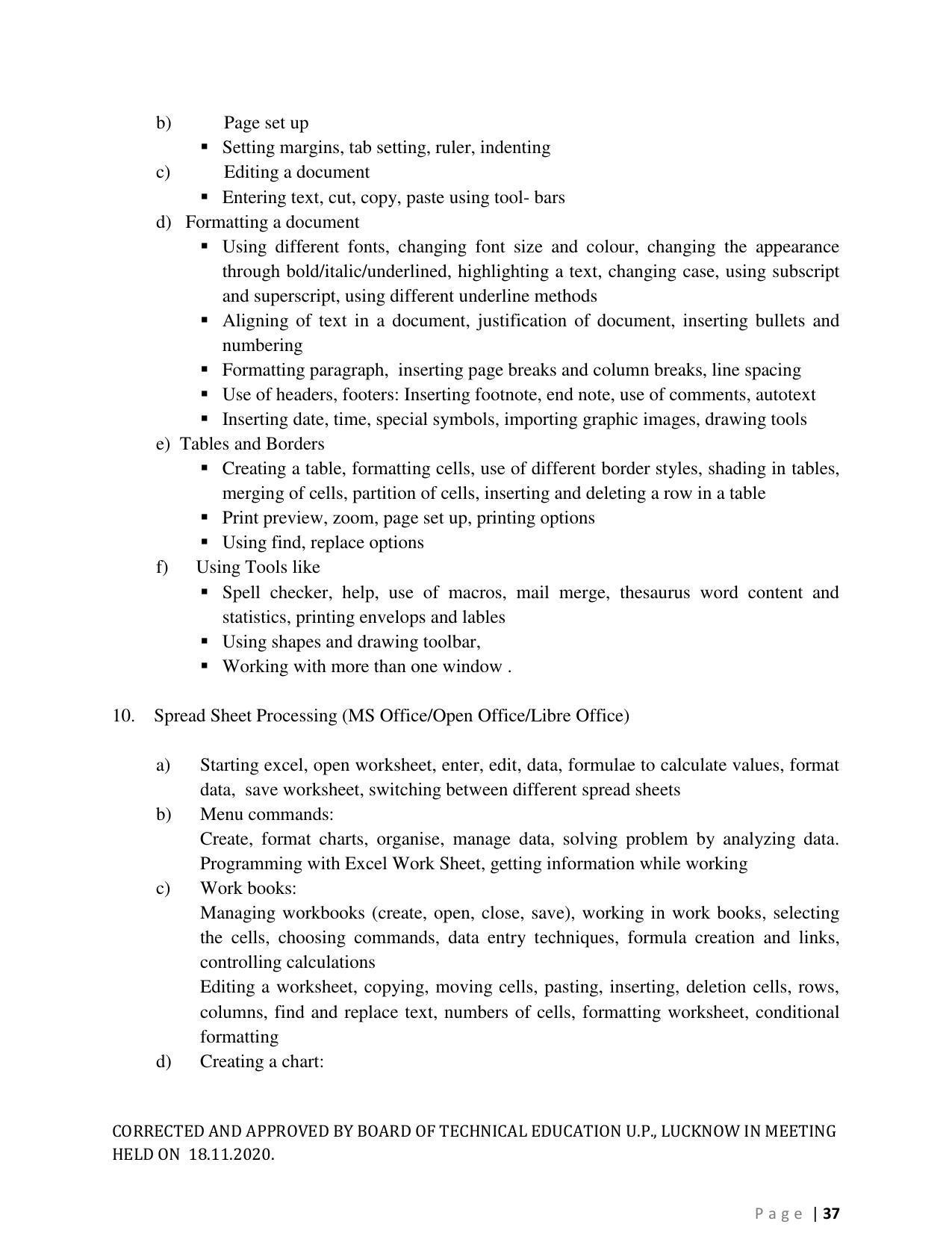 SYLLABUS FOR FIRST SEMESTER SESSION (2020-2021) - SIX SEMESTER DIPLOMA COURSE IN ARCHITECTURAL ASSISTANTSHIP - Page 37