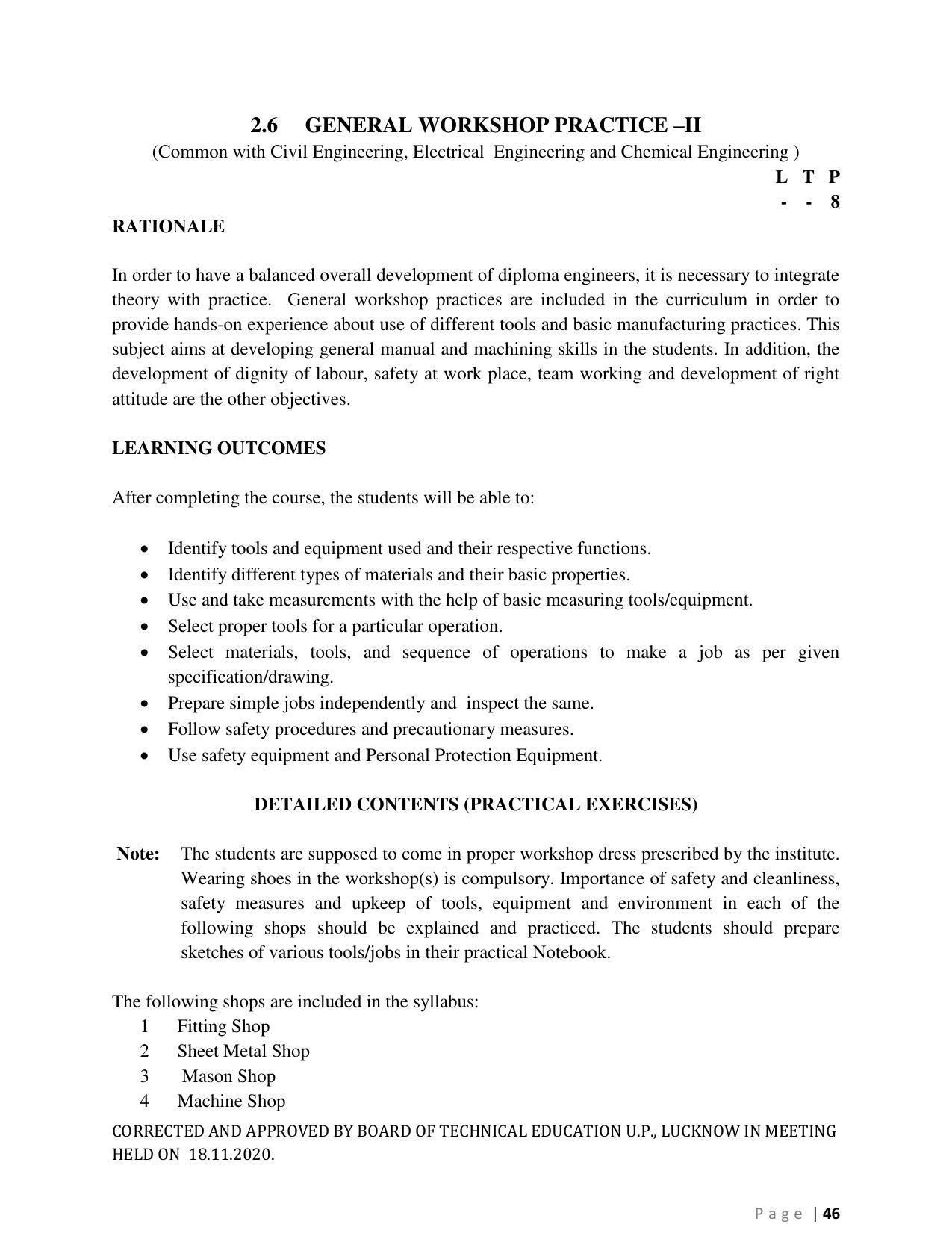 SYLLABUS FOR FIRST SEMESTER SESSION (2020-2021) - SIX SEMESTER DIPLOMA COURSE IN ARCHITECTURAL ASSISTANTSHIP - Page 46