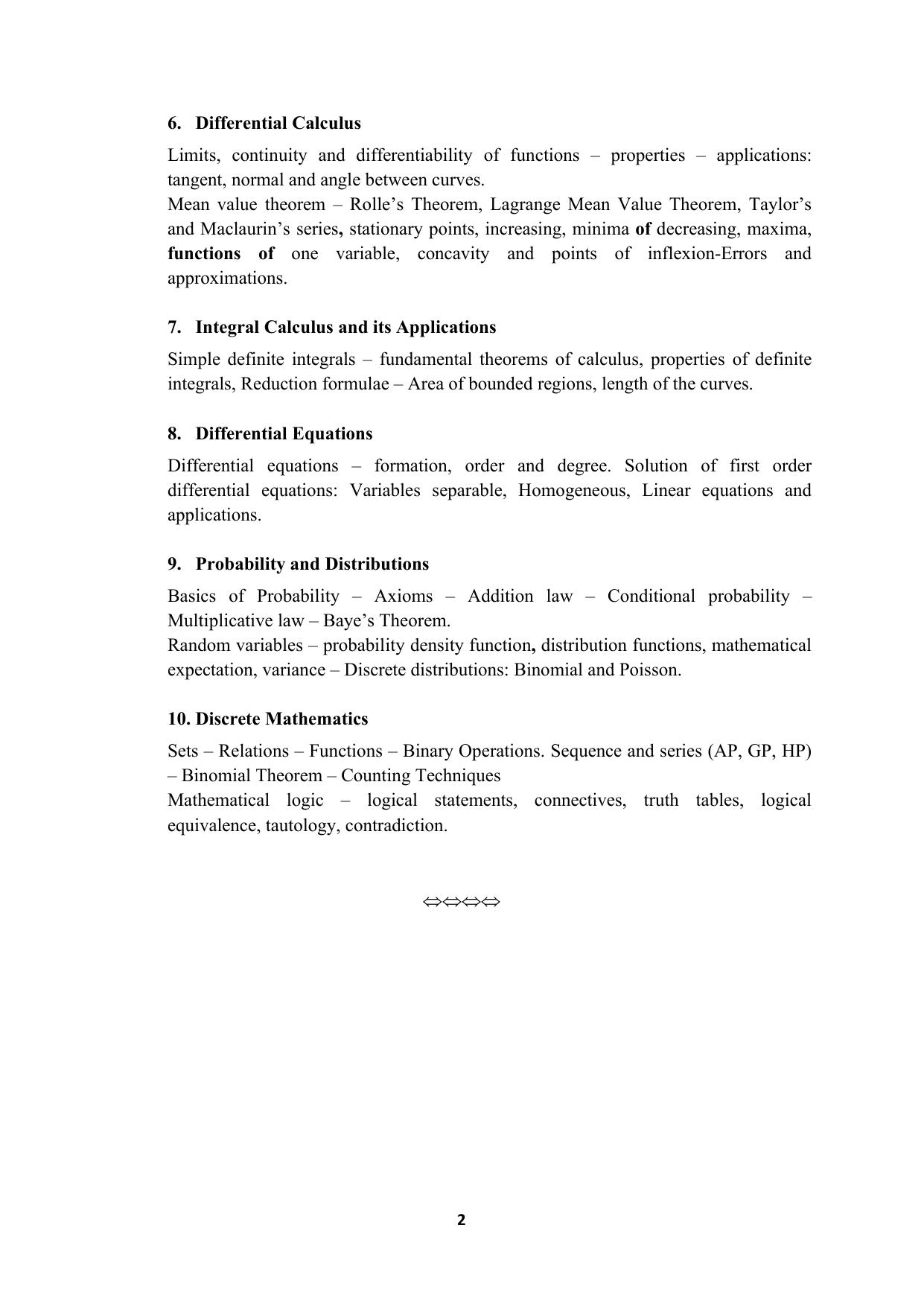 VITEEE 2024 Mathematics Syllabus - Page 2